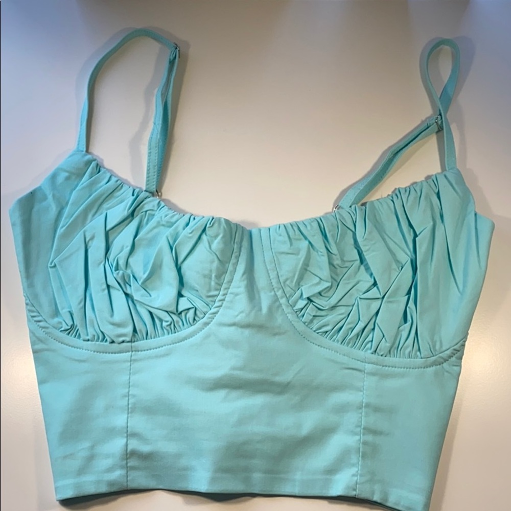 Ruched Bust Lace Up Crop Top